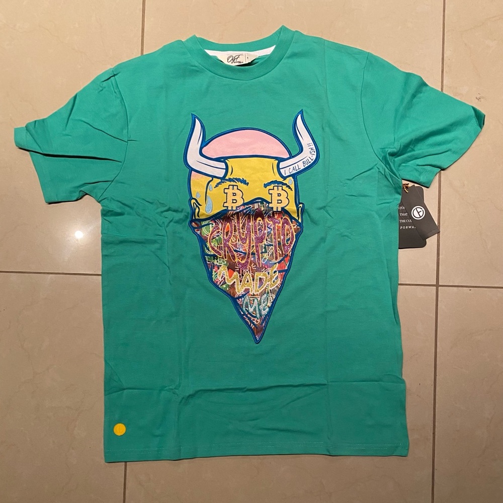 Original fables t-shirt “crypto made me” (multicolor)